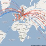Карта отправленных и принятых открыток